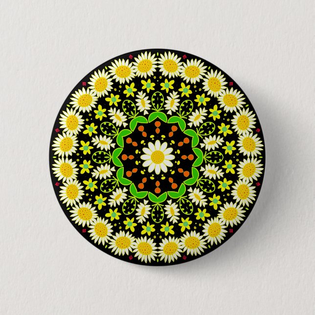 Spring Flowers Kaleidoscope 10 6 Cm Round Badge (Front)