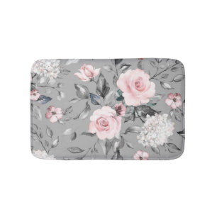 Spring Flowers Leaves Hand Drawn Bath Mat