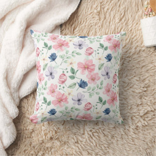 Spring Flowers & Leaves Pattern Cushion