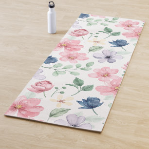Spring Flowers & Leaves Pattern Yoga Mat