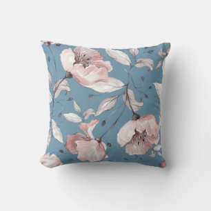 Spring flowers, leaves, seamless design cushion