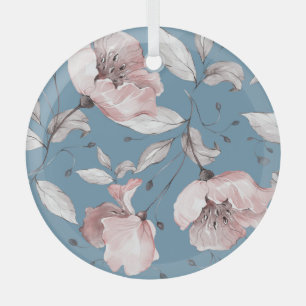 Spring flowers, leaves, seamless design glass tree decoration