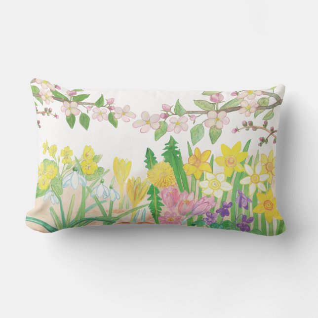 Spring Flowers  Lumbar Cushion (Front)
