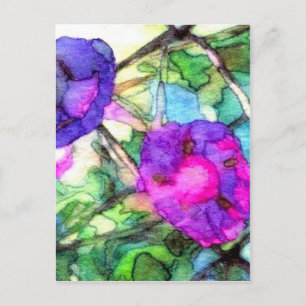 Spring Flowers Morning Glories Pretty Postcard