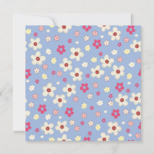 spring flowers on blue background holiday card