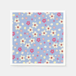 spring flowers on blue background napkin