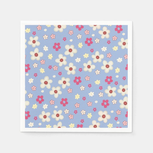 spring flowers on blue background napkin (Front)