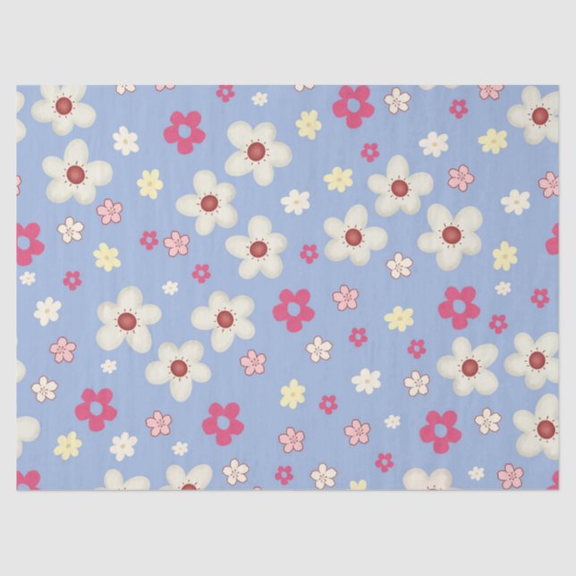 spring flowers on blue background tissue paper (Front)