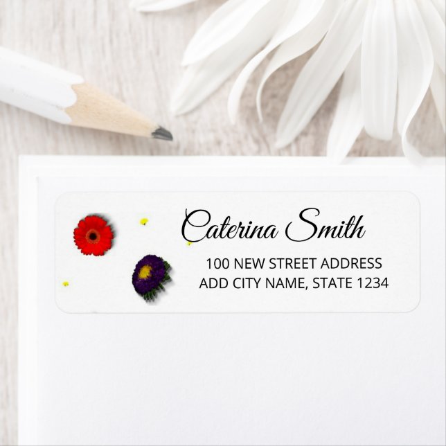 Spring flowers on return address label (Insitu)