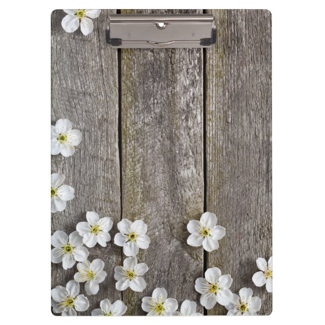Spring Flowers On Wooden Table Clipboard (Front)