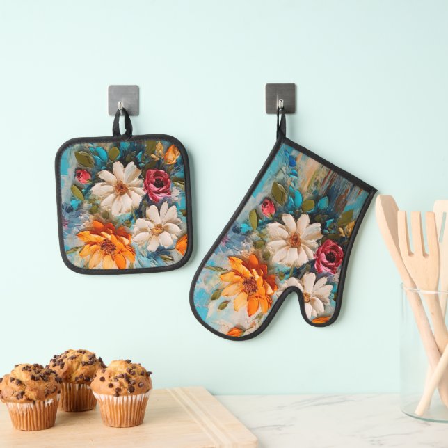 Spring Flowers Oven Mitt & Pot Holder Set (Insitu(Hanging))