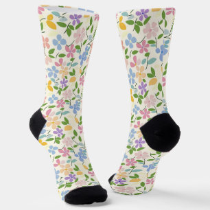 Spring Flowers Pastel Colours Socks