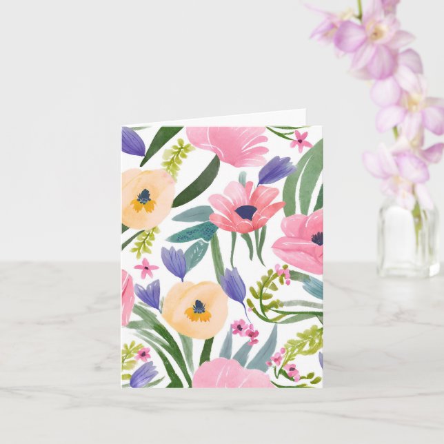 Spring Flowers | Pastel Floral Watercolor Card (Orchid)