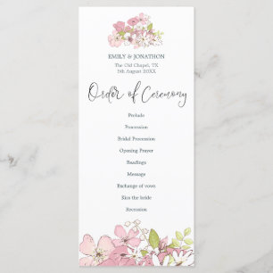 Spring Flowers Pastels Stylish Script Wedding Program