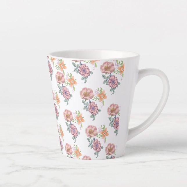 Spring Flowers Pattern Latte Mug (Right)