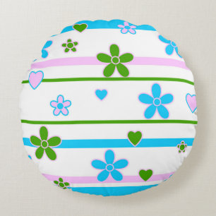 Spring Flowers Pattern Round Cushion