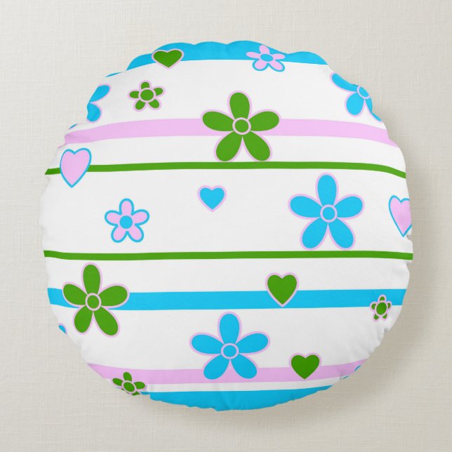 Spring Flowers Pattern Round Cushion (Front)