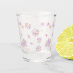 Spring flowers pattern watercolor shot glass