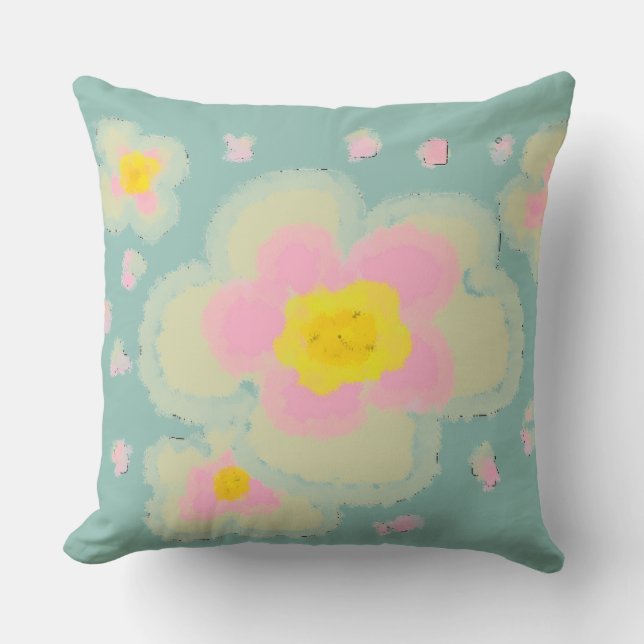 Spring Flowers (pink/green) Cushion (Front)