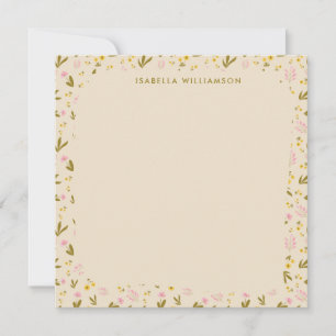 Spring Flowers Pink Green Floral Custom Name  Card
