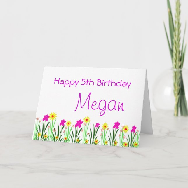 Spring Flowers Pretty Childs Birthday Party Card (Front)