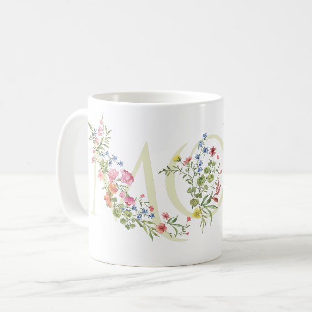 Spring Flowers Pretty MOM Mother's Day Coffee Mug (Front Left)