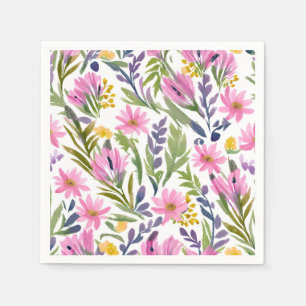 Spring Flowers Pretty Pastel Floral Watercolor Napkin