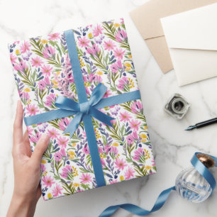 Spring Flowers Pretty Pastel Floral Watercolor Wrapping Paper
