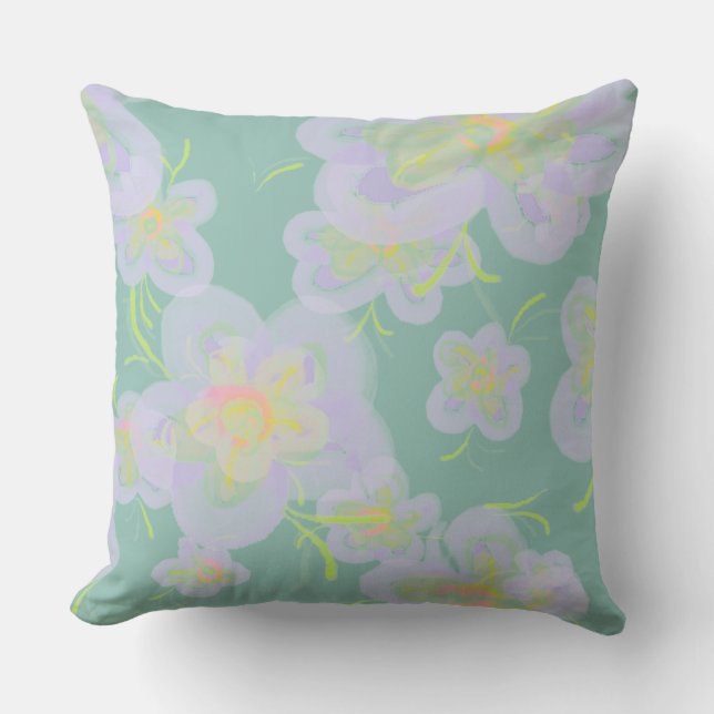 Spring Flowers (purple/teal) Cushion (Front)