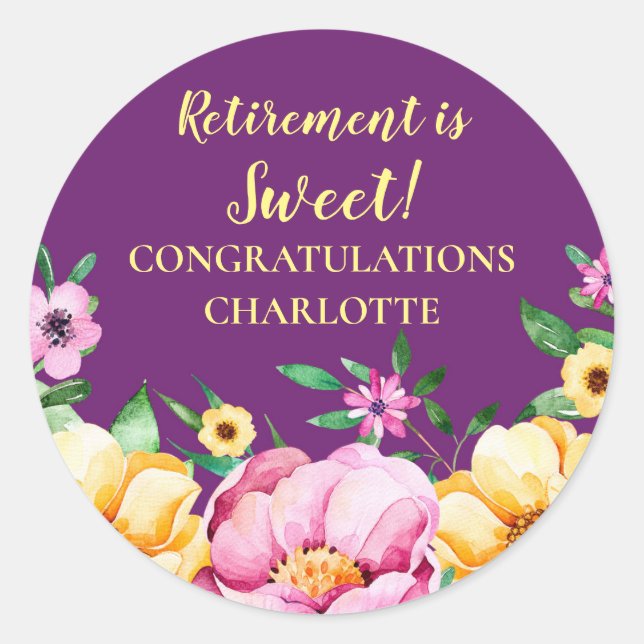 Spring Flowers Retirement Party Favour Tag (Front)