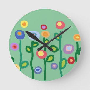 Spring flowers round clock