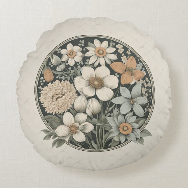 Spring Flowers Round Cushion (Front)