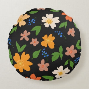 Spring flowers round cushion