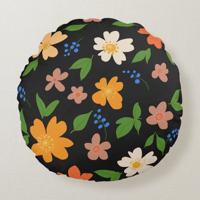 Spring flowers round cushion (Front)