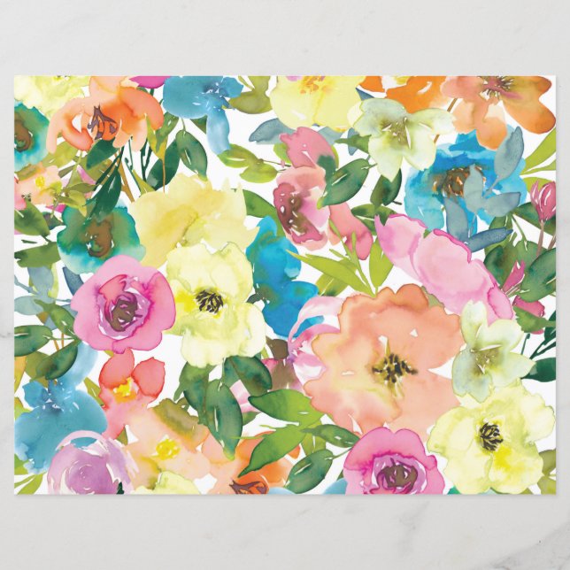 Spring Flowers Scrapbook Paper (Front)