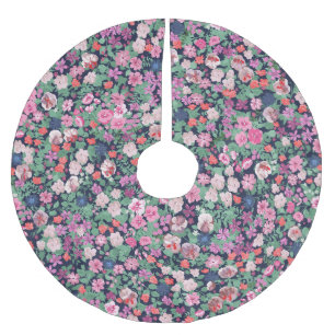 Spring flowers: seamless plant print. brushed polyester tree skirt