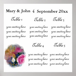 Spring flowers seating chart. poster