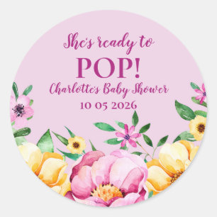 Spring Flowers She's Ready to Pop Baby Shower Tag