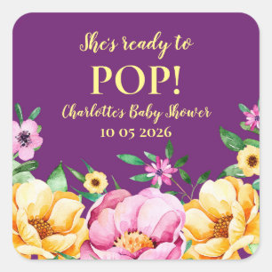 Spring Flowers She's Ready to Pop Baby Shower Tag