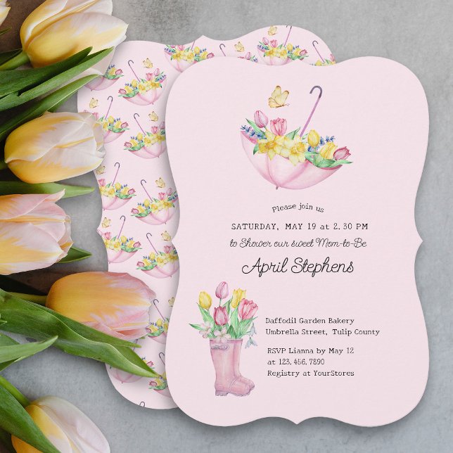 Spring Flowers Shower Mum-to-be Pink Baby Shower Invitation (Spring Flowers Pink Baby Shower Invitation)