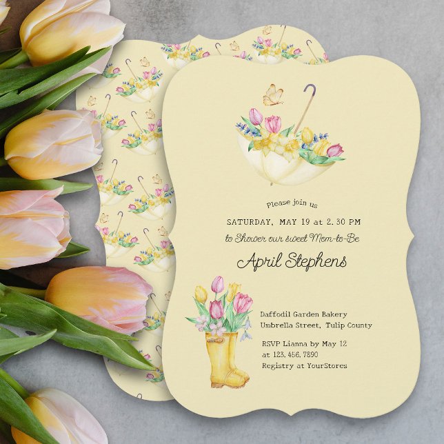 Spring Flowers Shower Mum-to-be Yellow Baby Shower Invitation (Spring Flowers Yellow Baby Shower Invitation)