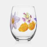 Spring Flowers Stemless Wine Glass