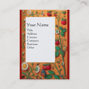SPRING FLOWERS ,STRAWBERRIES AND BUTTERFLIES BUSINESS CARD