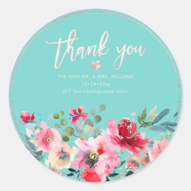 Spring Flowers|Thank You|DIY Bckgrnd Classic Round Sticker (Front)