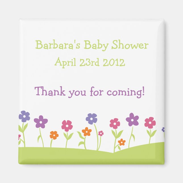 Spring Flowers Thank You Magnet - Girl (Front)