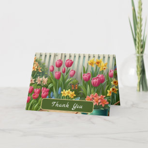 Spring Flowers Tulip Daffodils   Thank You Card