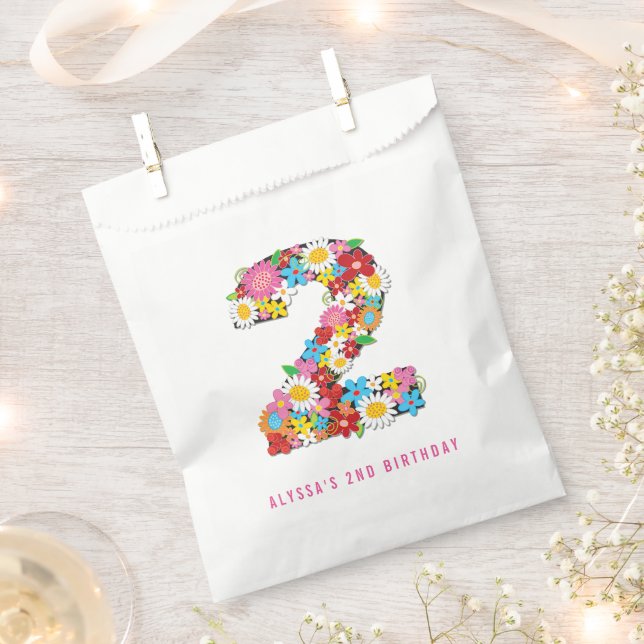 Spring Flowers Two 2nd Birthday Party Favour Bag (Clipped)