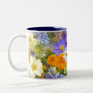 Spring Flowers Two-Tone Coffee Mug