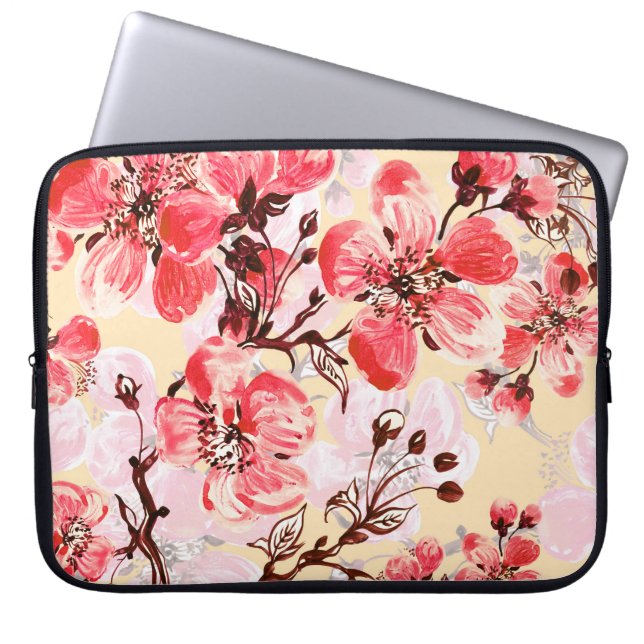 Spring Flowers U Pattern Laptop Sleeve (Front)
