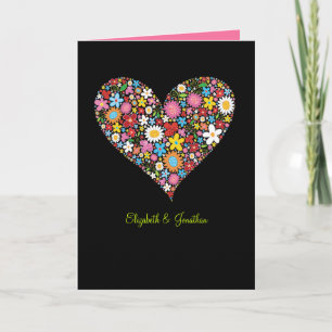 Spring Flowers Valentine Heart Wedding Invite Card